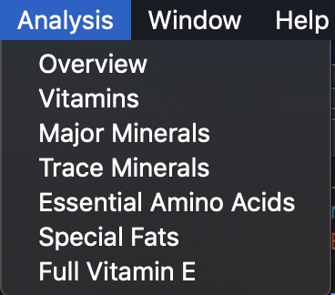 Analysis Menu