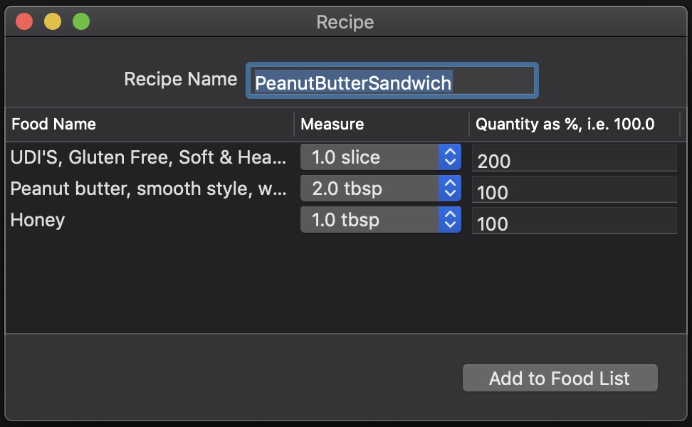 Recipe Window