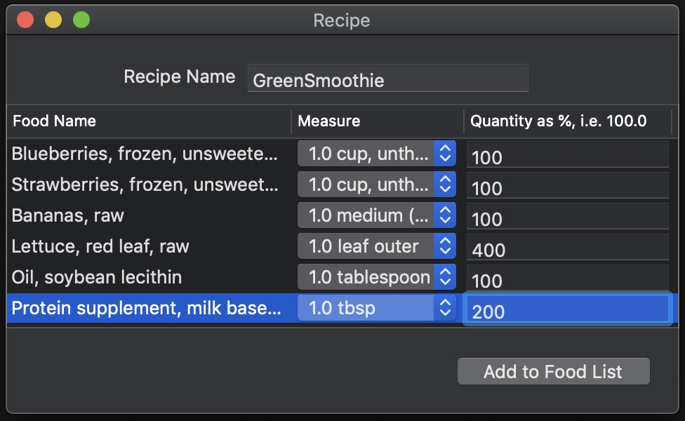 Recipe Window